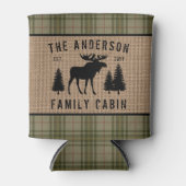 Rustige Familie Cabin Moose Pine Green Play Burlap Blikjeskoeler (Voorkant)