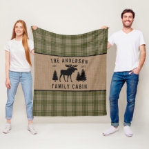 Rustige Familie Cabin Moose Pine Green Play Burlap