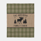 Rustige Familie Cabin Moose Pine Green Play Burlap Fleece Deken (Voorkant)