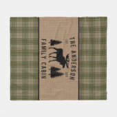 Rustige Familie Cabin Moose Pine Green Play Burlap Fleece Deken (Voorkant (Horizontaal))