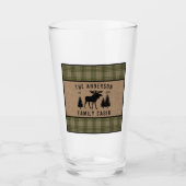 Rustige Familie Cabin Moose Pine Green Play Burlap Glas (Voorkant)