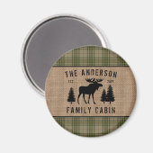 Rustige Familie Cabin Moose Pine Green Play Burlap Magneet (Voorkant / Achterkant)