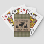 Rustige Familie Cabin Moose Pine Green Play Burlap Pokerkaarten (Achterkant)