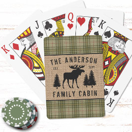 Rustige Familie Cabin Moose Pine Green Play Burlap Pokerkaarten