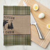Rustige Familie Cabin Moose Pine Green Play Burlap Theedoek (Quarter Fold)