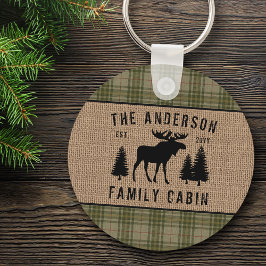 Rustige Familie Cabin Moose Pine Green Play Round  Sleutelhanger