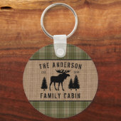 Rustige Familie Cabin Moose Pine Green Play Round  Sleutelhanger (Voorkant)