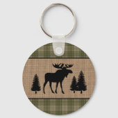 Rustige Familie Cabin Moose Pine Green Play Round  Sleutelhanger (Achterkant)