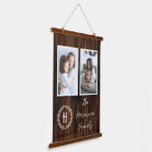Rustige Familie Monogram Foto's Afbeelding Hangend Wandkleed (Gebogen)