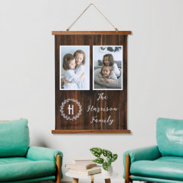 Rustige Familie Monogram Foto's Afbeelding Hangend Wandkleed