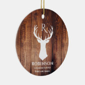 Rustige Familie Monogram Geheel Gepiekt Der Antler Keramisch Ornament (Rechts)