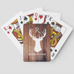 Rustige Familie Monogram Geheel Gepiekt Der Antler Pokerkaarten