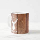 Rustige Familie Monogram Houtenstijl Deer Antler Koffiemok (Voorkant links)