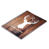 Rustige Familie Monogram Naam Hout Deer Antler Notitieboek (Linkerzijde)