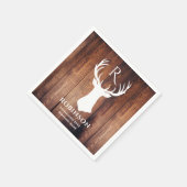 Rustige Familie Monogram Naam Hout Deer Antler Servet (Hoek)