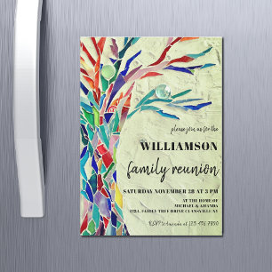 Rustige Familie van de Boom Reunion Groen Magnetische Uitnodiging