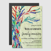 Rustige Familie van de Boom Reunion Groen Magnetische Uitnodiging (Voorkant / Achterkant)