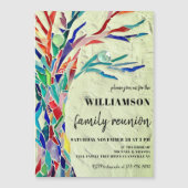 Rustige Familie van de Boom Reunion Groen Magnetische Uitnodiging (Voorkant)