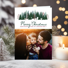 Rustige familiefoto Kerst Pijnboom Feestdagen Kaart