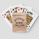 Rustige familienaam Cabin Cottage Lodge Retro Wood Pokerkaarten (Achterkant)