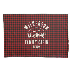 Rustige familienaam Cabin Cottage Retro Red Pset Kussensloop