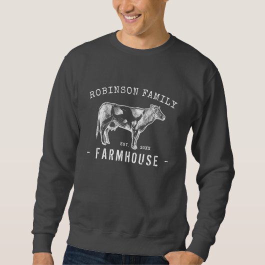 Rustige familienaam Farmhouse Dairy Milk Koe Trui (Voorkant)