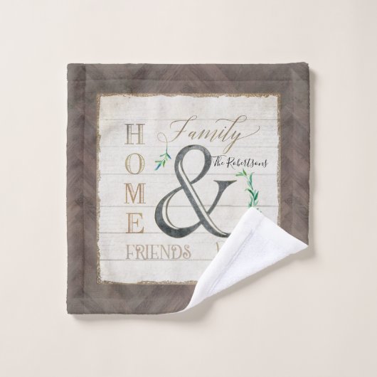 Rustige Familienaam Home Farmhouse Shiplap Wood Bad Handdoek (Wasdoekje)