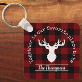 Rustige familienaam Rood- en Zwarte Buffalo Pset Sleutelhanger (Voorkant)