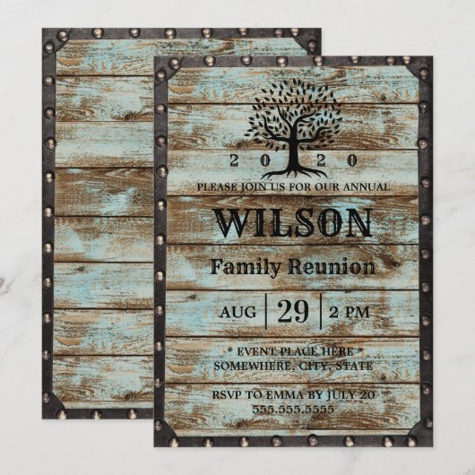 Rustige familiereünie Barn Wood Familieboom Kaart (Voorkant / Achterkant)