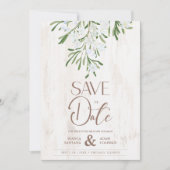 Rustige Fancy botanische vertakkingen Houtachtergr Save The Date (Voorkant)