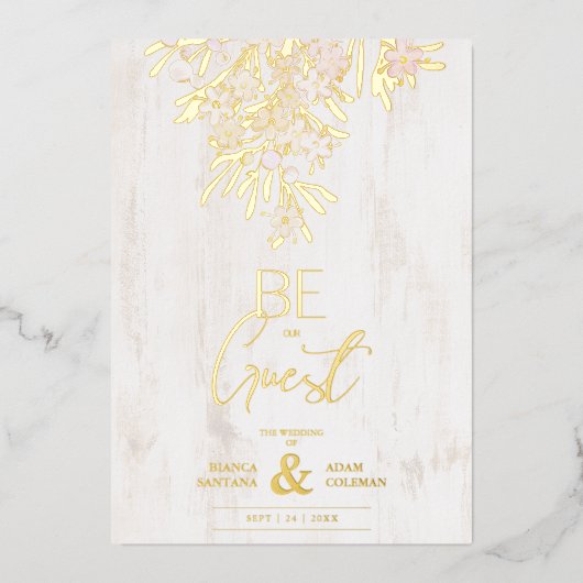 Rustige Fancy botanische vertakkingen op de achter Folie Uitnodiging (Voorkant)