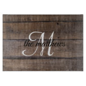 Rustige Farmhouse Barn Wood Monogram Name Custom Snijplank (Voorkant)