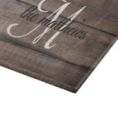 Rustige Farmhouse Barn Wood Monogram Name Custom Snijplank (Hoek)