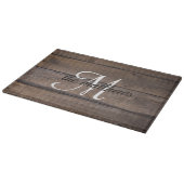 Rustige Farmhouse Barn Wood Monogram Name Custom Snijplank (Hoek)