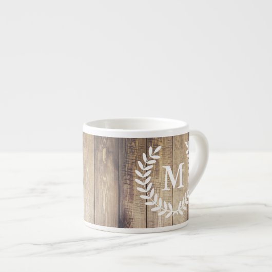 Rustige Farmhouse Barn Wood & White Laurels Espresso Kop (Voorkant rechts)