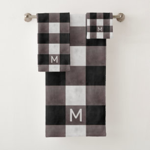Rustige Farmhouse Black Buffalo Controle op monogr Bad Handdoek