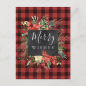 Rustige Farmhouse Black Red Check Pset-kerstmis Briefkaart (Voorkant)