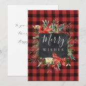 Rustige Farmhouse Black Red Check Pset-kerstmis Feestdagenkaart (Voorkant / Achterkant)