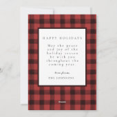 Rustige Farmhouse Black Red Check Pset-kerstmis Feestdagenkaart (Achterkant)