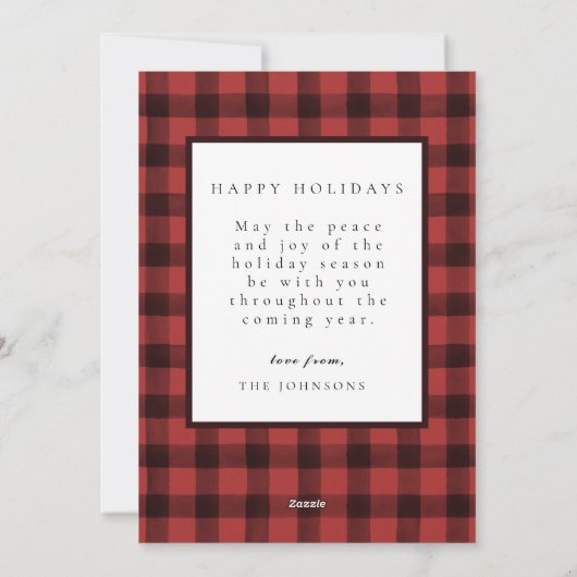 Rustige Farmhouse Black Red Check Pset-kerstmis Feestdagenkaart (Achterkant)