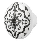 Rustige Farmhouse Black White Foliage Tile Pattern Keramische Knop (Rechts)