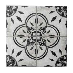 Rustige Farmhouse Black White Pattern Country Chic Tegeltje