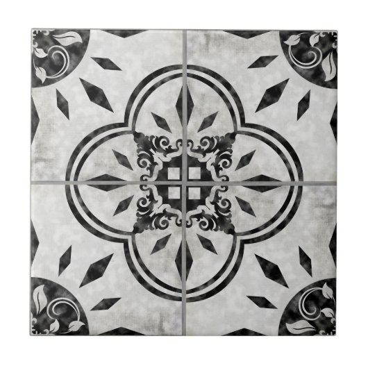 Rustige Farmhouse Black White Pattern Country Chic Tegeltje (Voorkant)