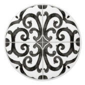 Rustige Farmhouse Black White Tile Pattern Decor Keramische Knop (Voorkant)