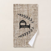 Rustige Farmhouse Burlap & Black Botanical Laurel Bad Handdoek (Handdoek)