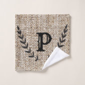 Rustige Farmhouse Burlap & Black Botanical Laurel Bad Handdoek (Wasdoekje)