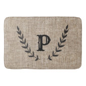 Rustige Farmhouse Burlap & Black Botanical Laurel Badmat (Voorkant)