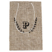 Rustige Farmhouse Burlap & Black Botanical Laurel Medium Cadeauzakje (Voorkant)