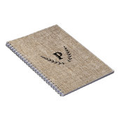 Rustige Farmhouse Burlap & Black Botanical Laurel Notitieboek (Rechterzijde)
