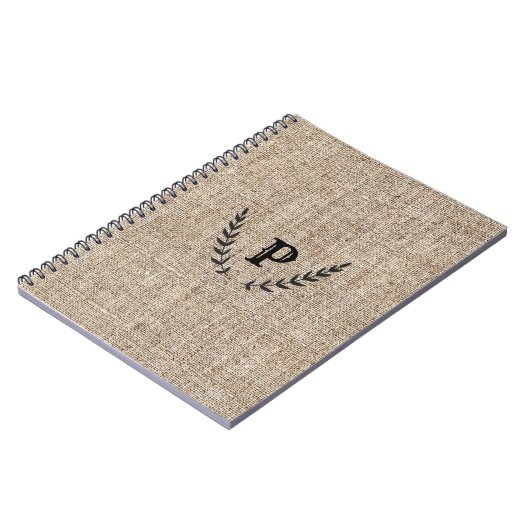 Rustige Farmhouse Burlap & Black Botanical Laurel Notitieboek (Linkerzijde)